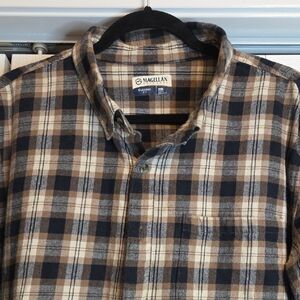 Magellan Outdoors Men's Plaid Flannel Shirt - Black and Tan